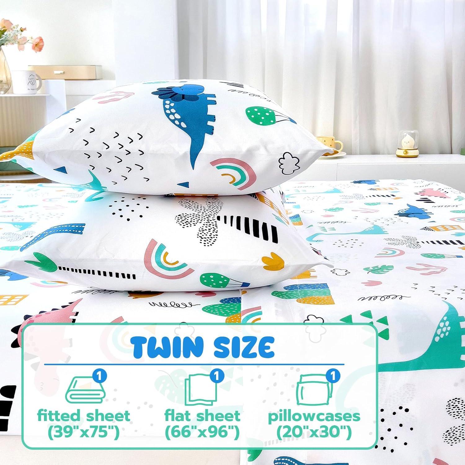 Juego de Sábanas Twin Homilay 3 Piezas Dinosaurio Microfibra