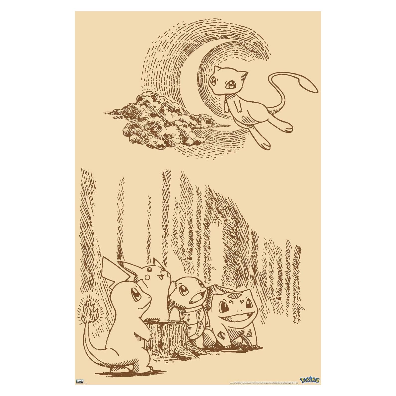Póster de Pared Pokémon Trends International Escena Sepia 86.4x57cm