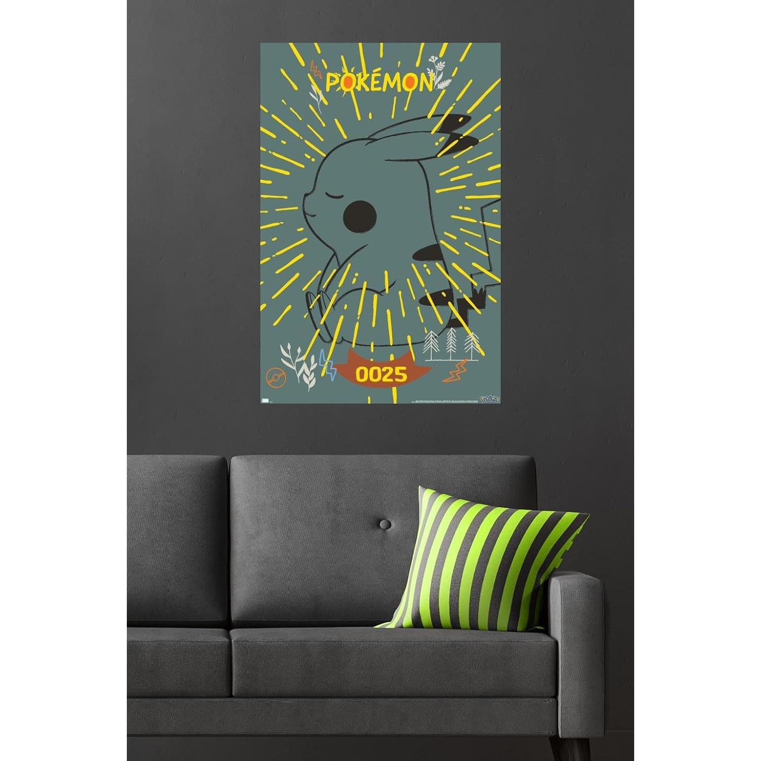 Póster de Pared Pokémon Pikachu Naturaleza Pacífica 86.36x56.83 cm