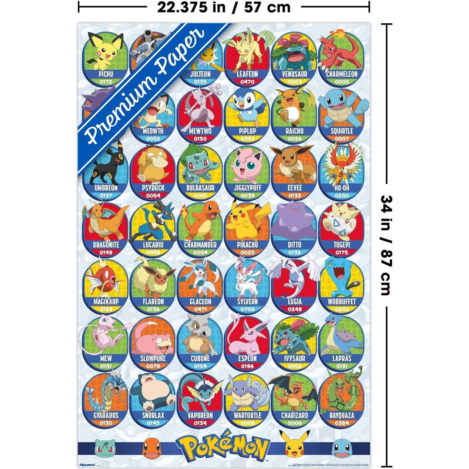 Póster de Pared Cuadrícula Pokémon Favoritos 56.8x86.4 cm Allposters