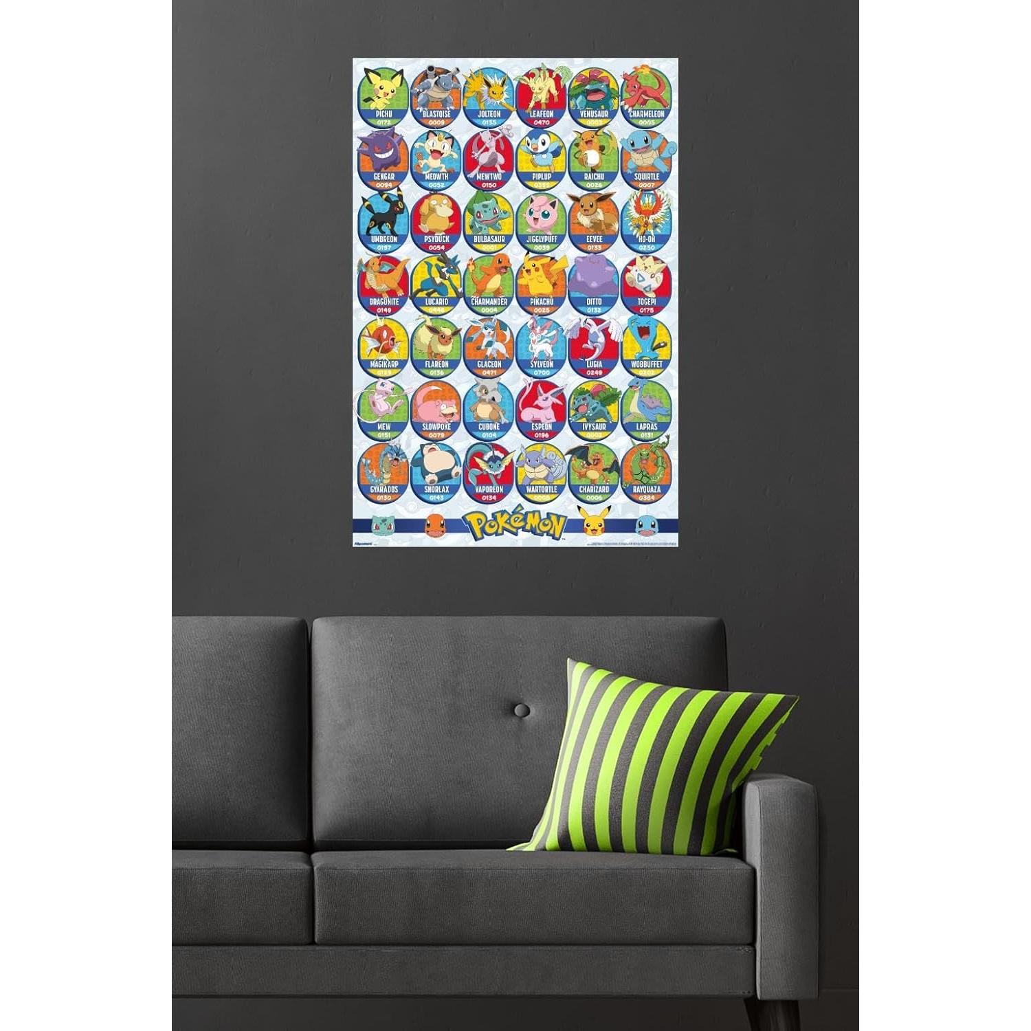 Póster de Pared Cuadrícula Pokémon Favoritos 56.8x86.4 cm Allposters
