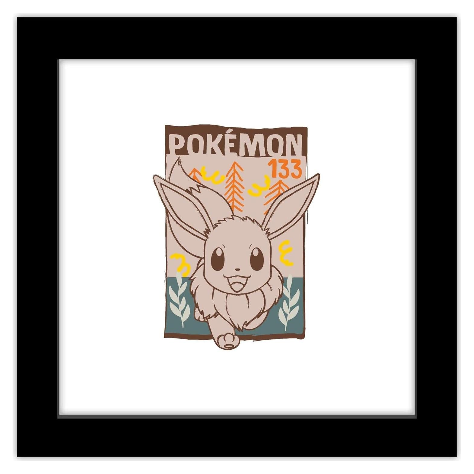 Póster de Pared Gallery Pops Pokémon Eevee 30.48 cm Marco Negro