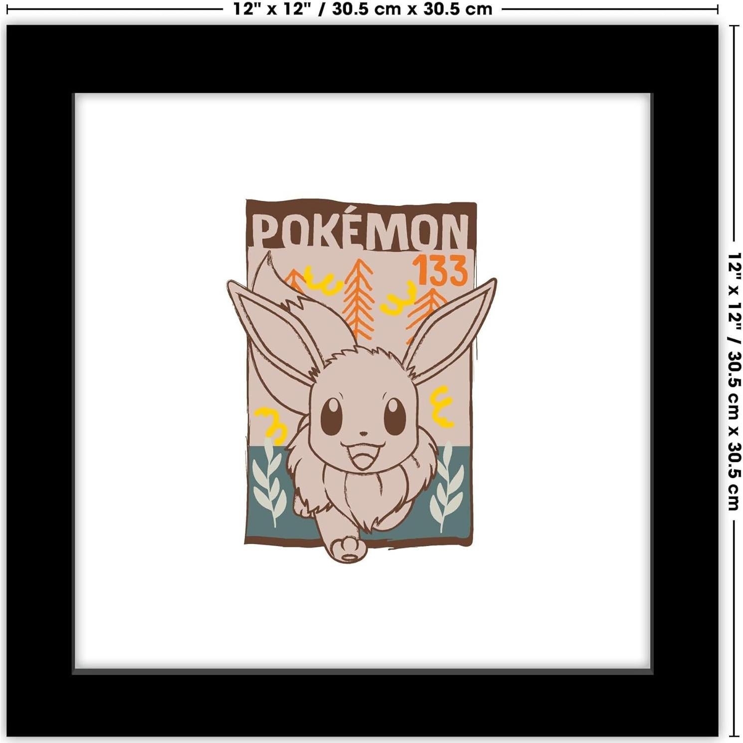 Póster de Pared Gallery Pops Pokémon Eevee 30.48 cm Marco Negro