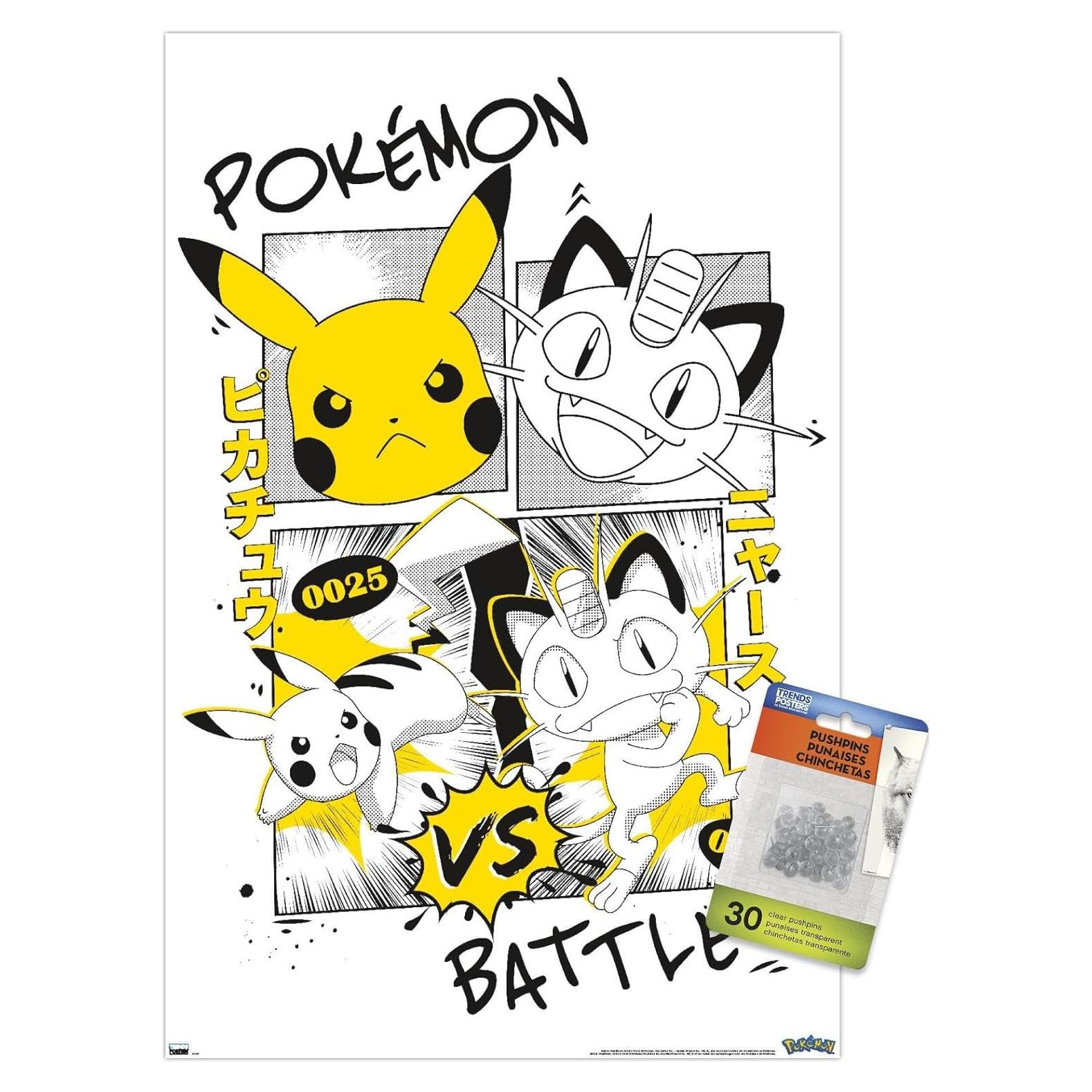 Póster de Anime de Batalla Pokémon Trends 56.7x37.4cm Premium