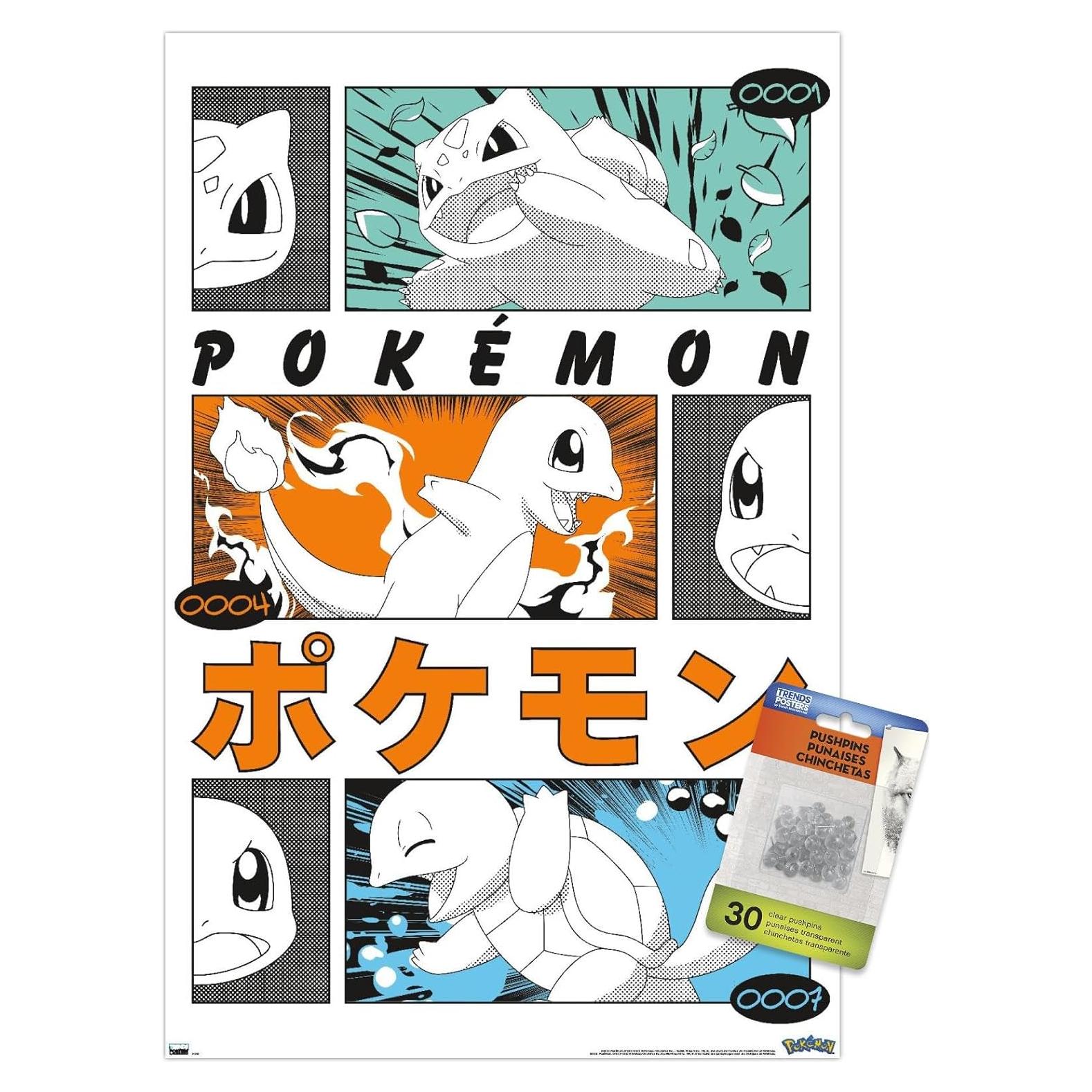 Póster de Pared Pokémon Trio Anime Trends 56.7x37.4cm