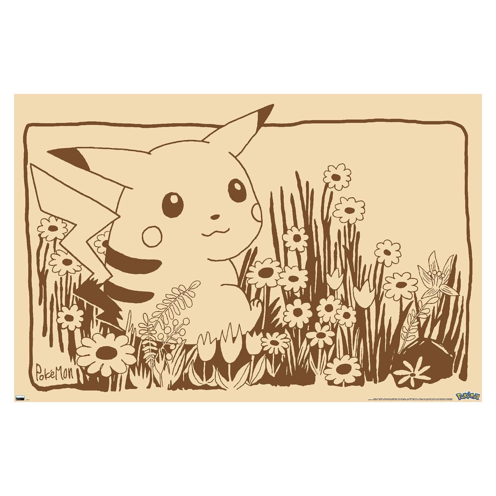 Póster de Pared Pokémon Pikachu Sepia Trends 86.36x56.83cm