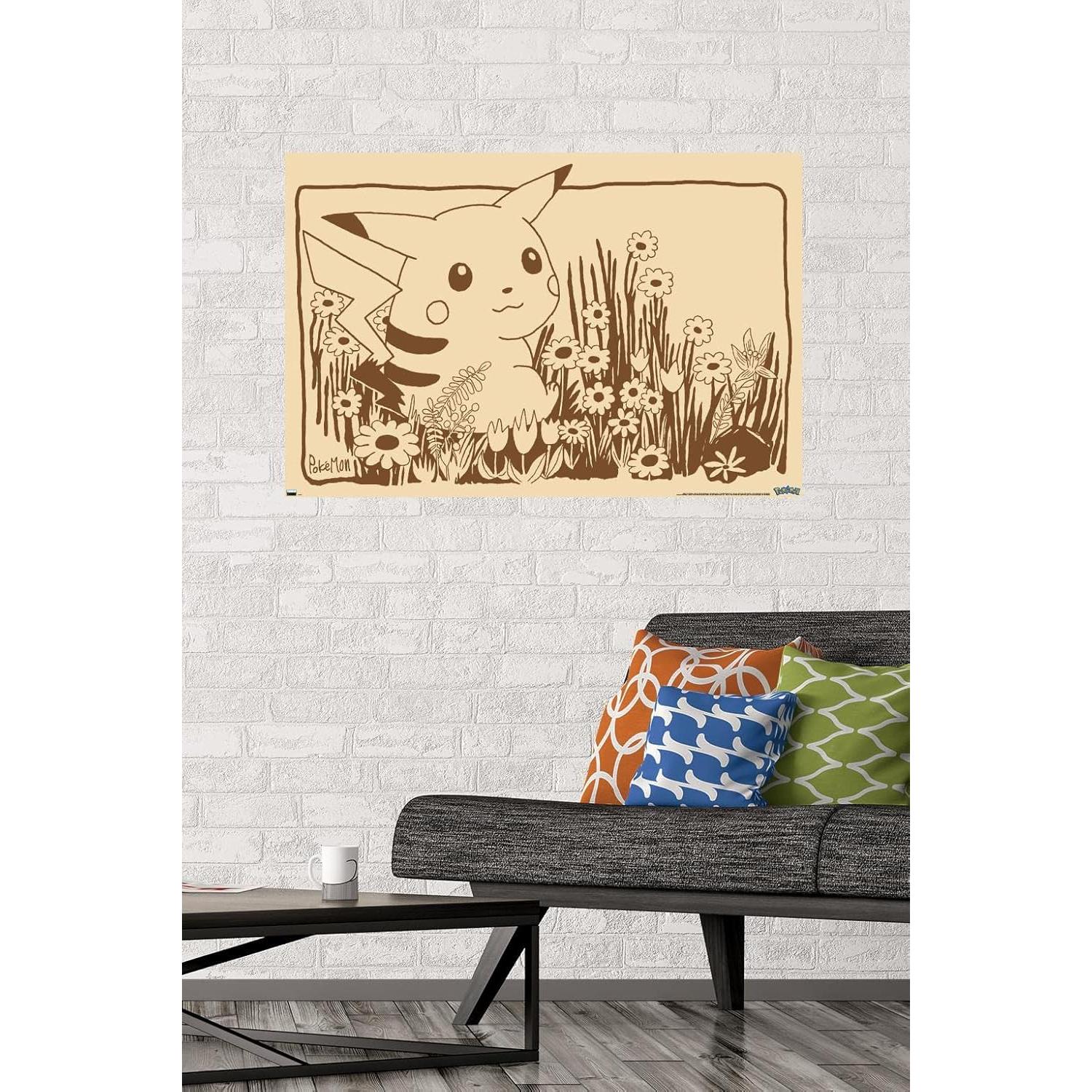 Póster de Pared Pokémon Pikachu Sepia Trends 86.36x56.83cm