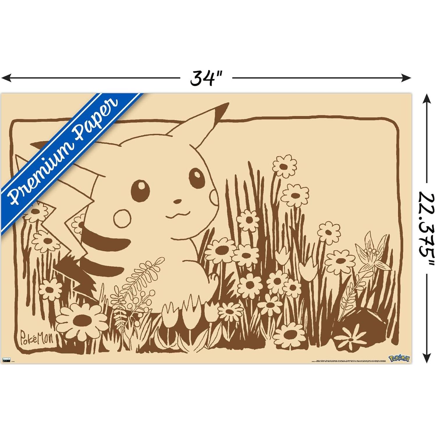 Póster de Pared Pokémon Pikachu Sepia Trends 86.36x56.83cm