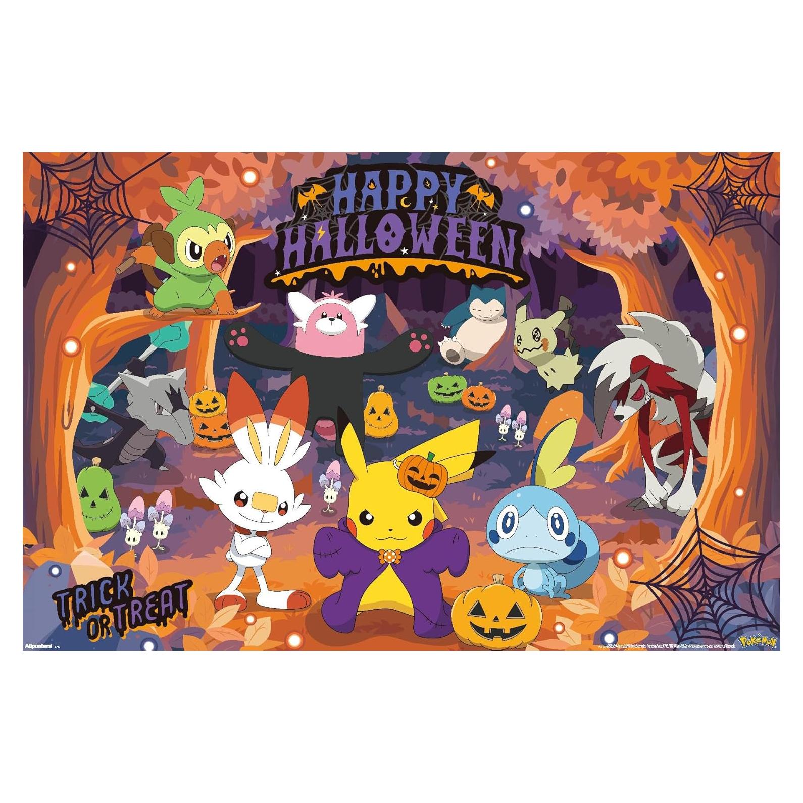 Póster de Pared Pokémon Bosque de Halloween 86.4x56.8 cm