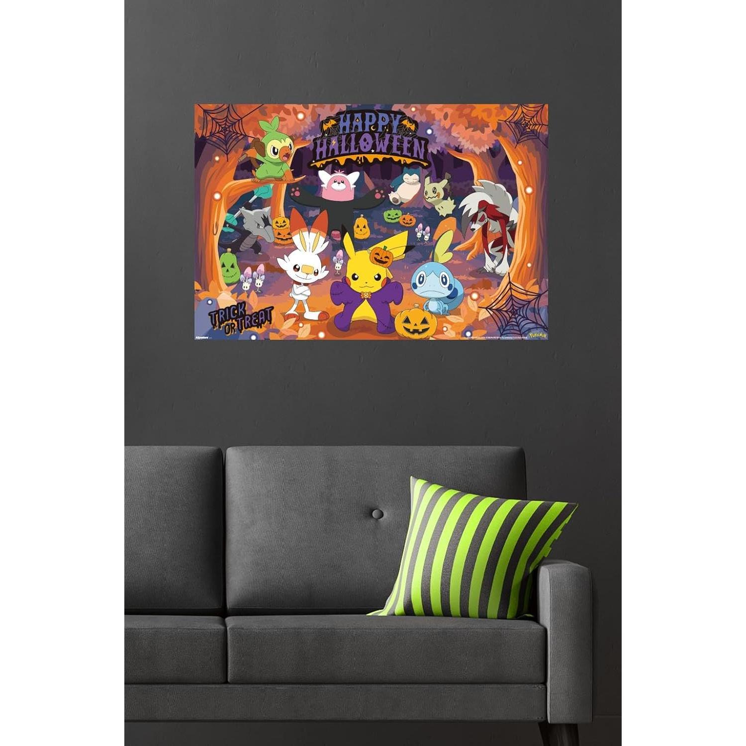 Póster de Pared Pokémon Bosque de Halloween 86.4x56.8 cm