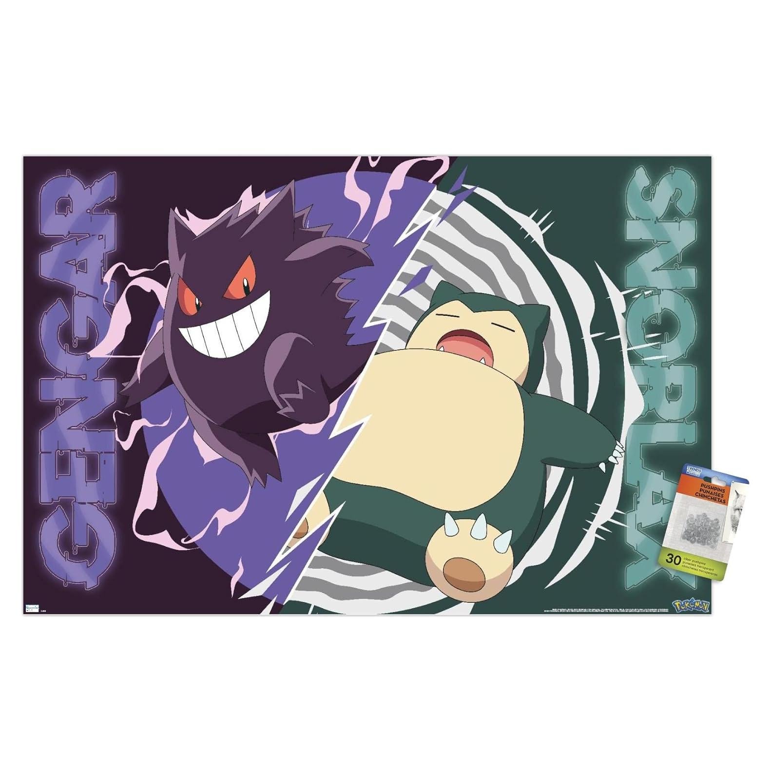 Póster de Batalla Gengar y Snorlax Trends 86.36x56.83cm