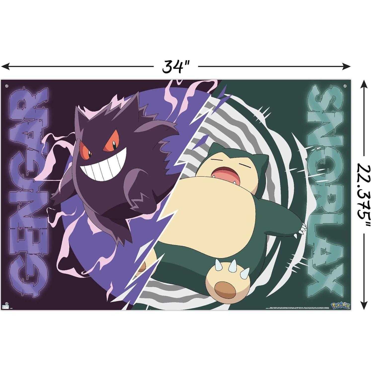 Póster de Batalla Gengar y Snorlax Trends 86.36x56.83cm