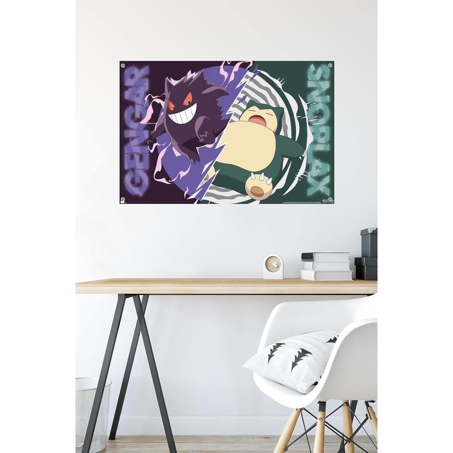 Póster de Batalla Gengar y Snorlax Trends 86.36x56.83cm