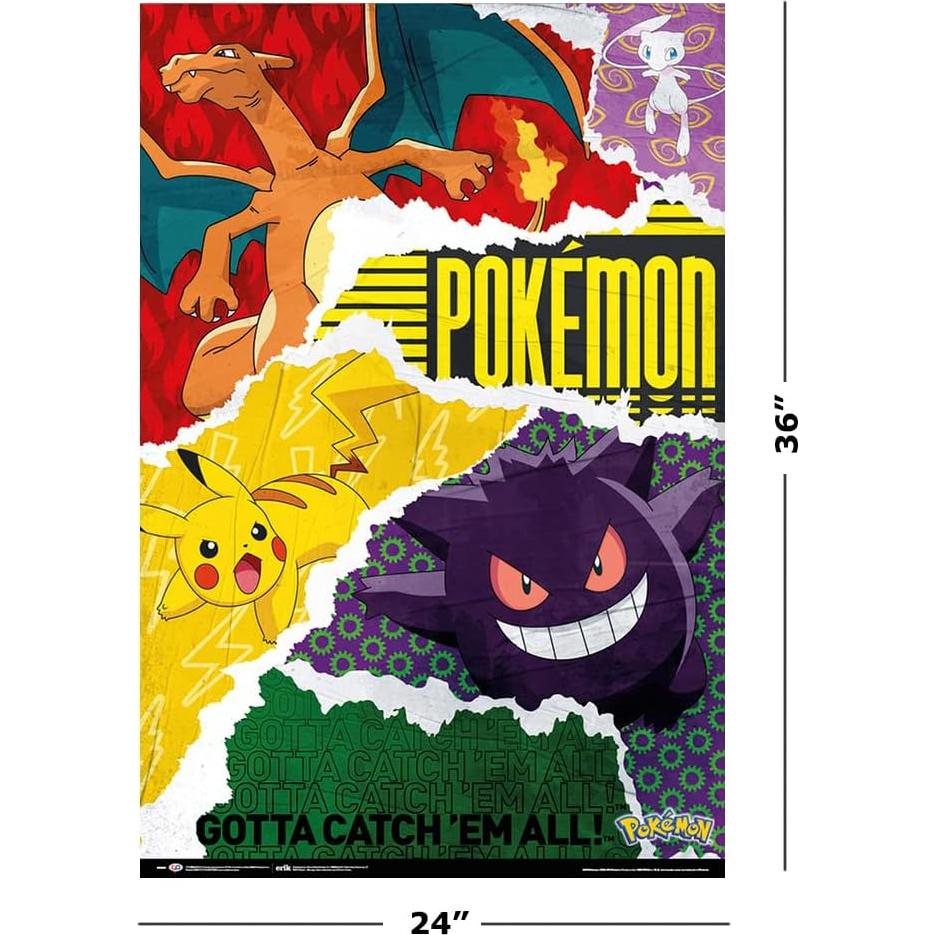 Póster Pokémon Atrápalos Todos 61x91 cm + Tiras Tesa