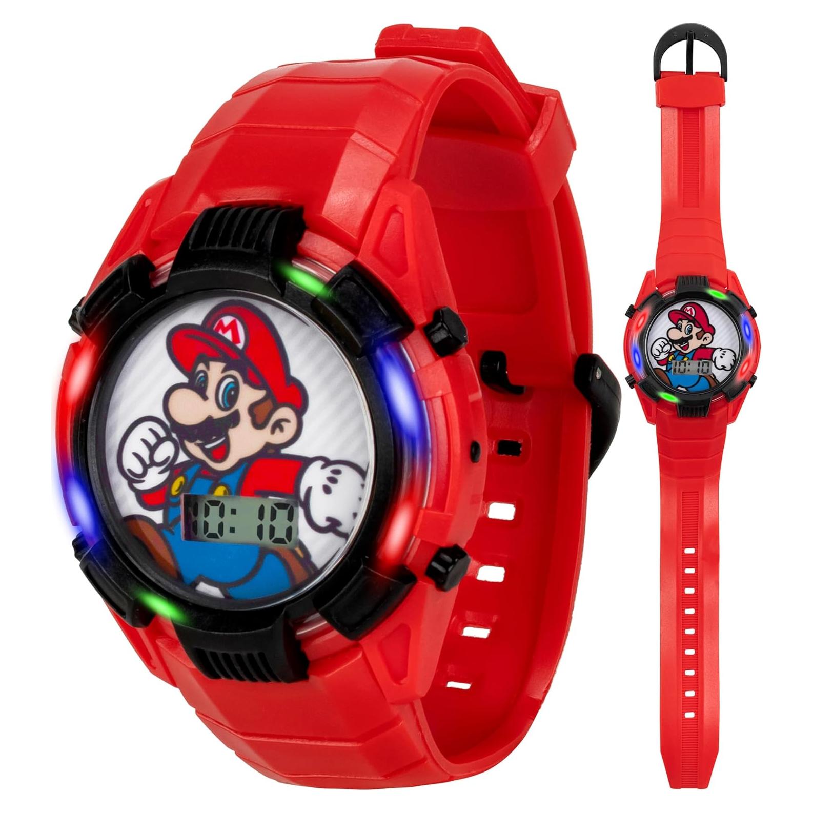 Reloj Digital Iluminado Super Mario para Niños Rojo 14-20.3 cm