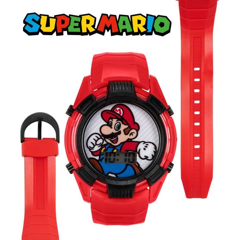 Reloj Digital Iluminado Super Mario para Niños Rojo 14-20.3 cm
