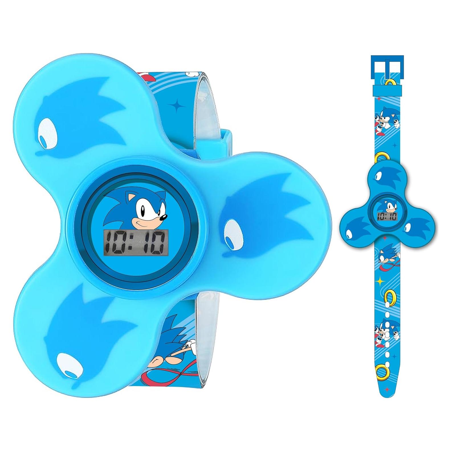 Reloj Fidget Spinner Sonic The Hedgehog para Niños - LCD, Correa Ajustable