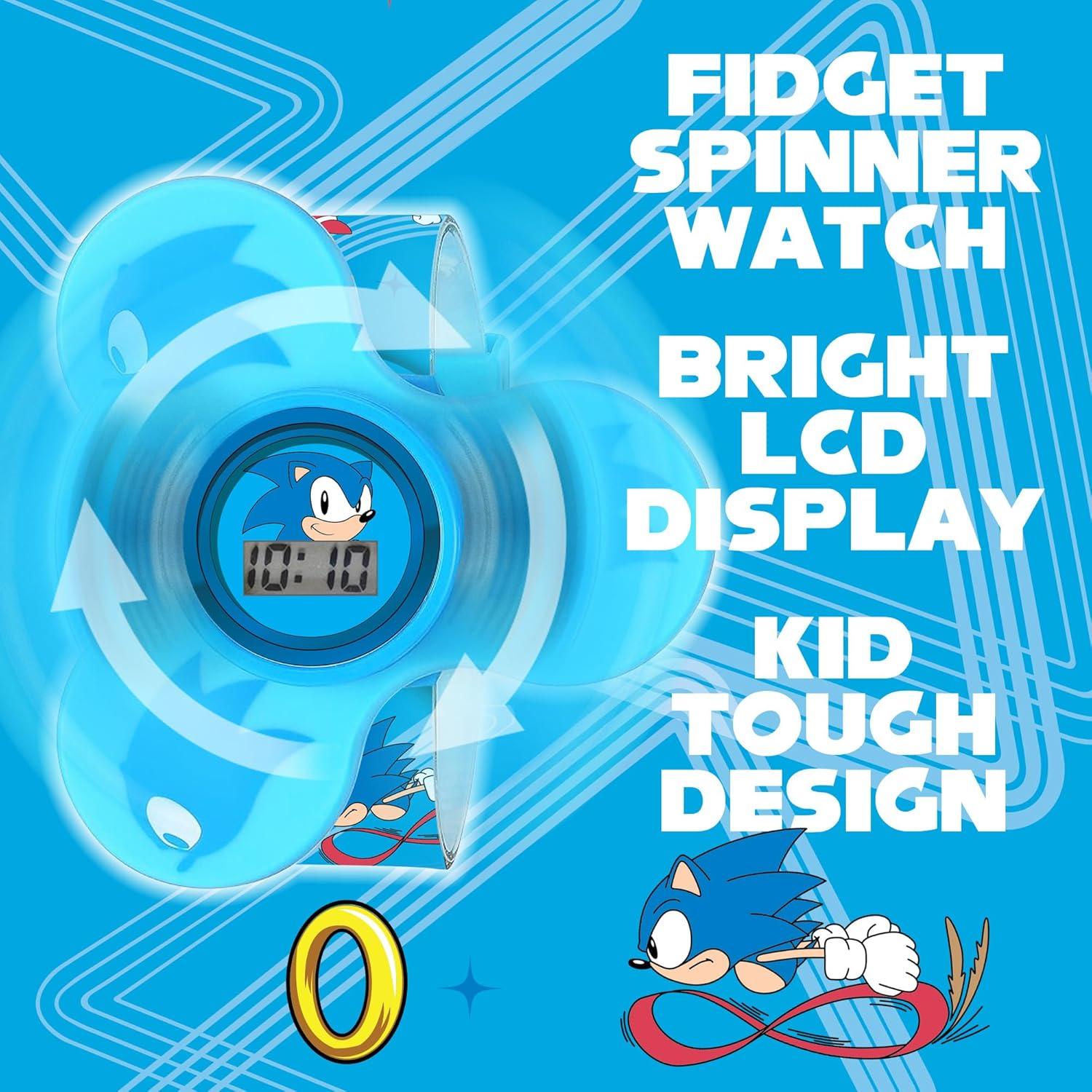Reloj Fidget Spinner Sonic The Hedgehog para Niños - LCD, Correa Ajustable
