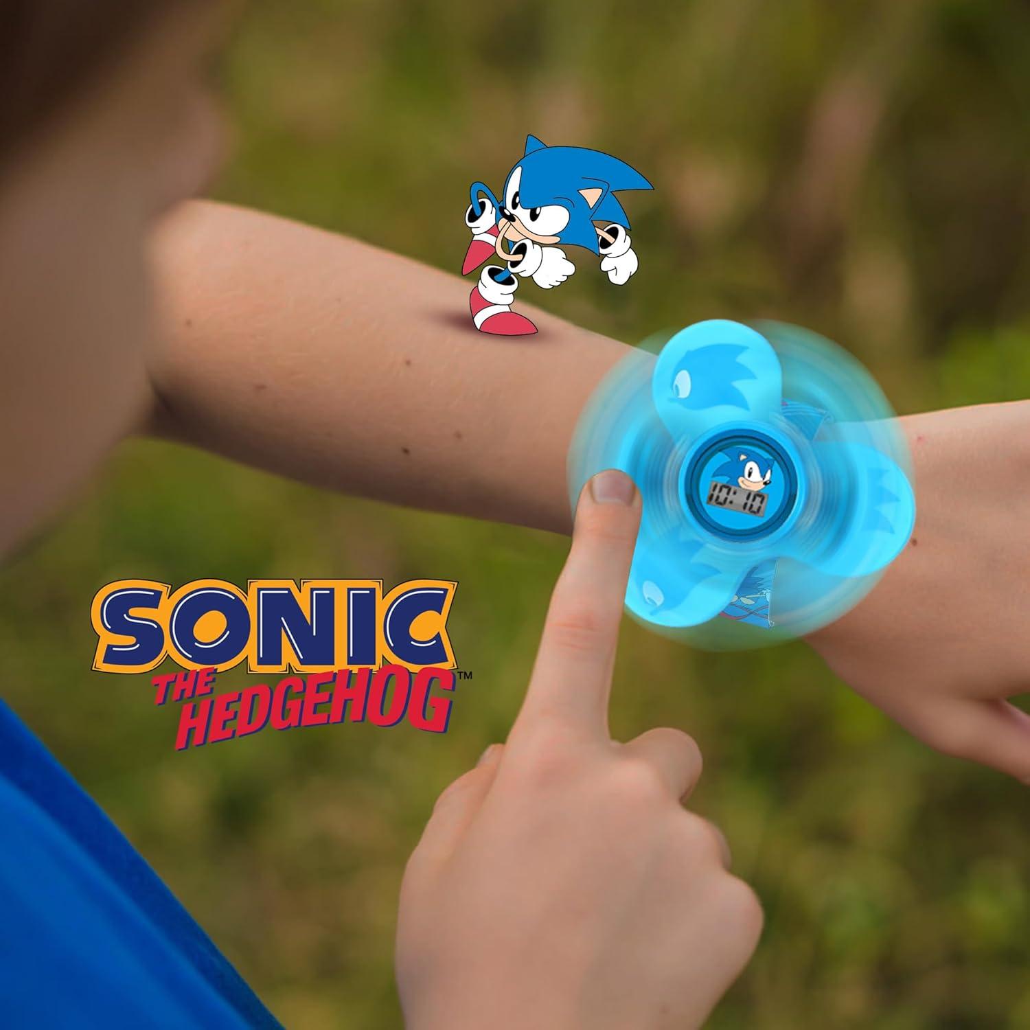 Reloj Fidget Spinner Sonic The Hedgehog para Niños - LCD, Correa Ajustable
