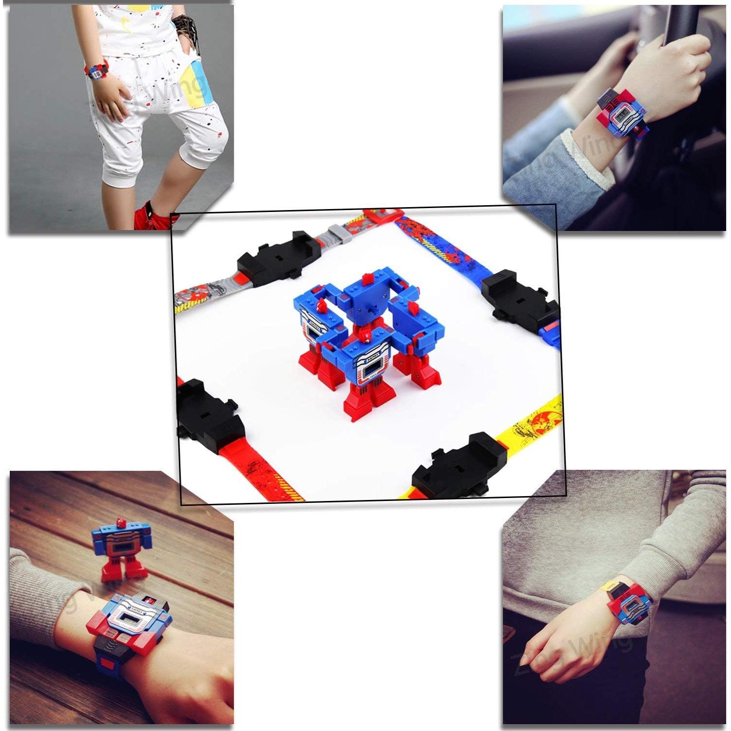 Reloj Deportivo Digital LED Fanmis Robot Transformable Azul