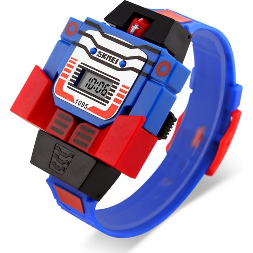 Reloj Deportivo Digital LED Fanmis Robot Transformable Azul