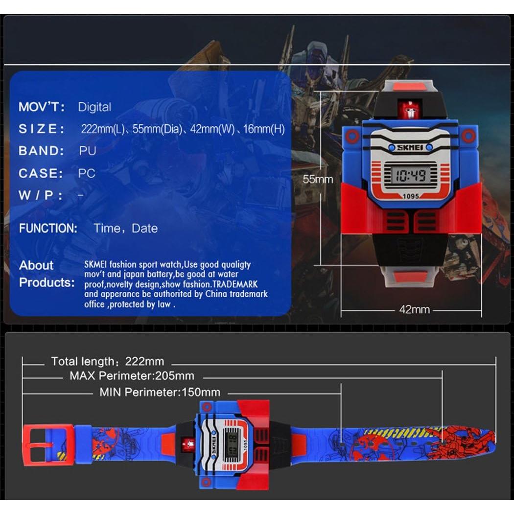 Reloj Deportivo Digital LED Fanmis Robot Transformable Azul