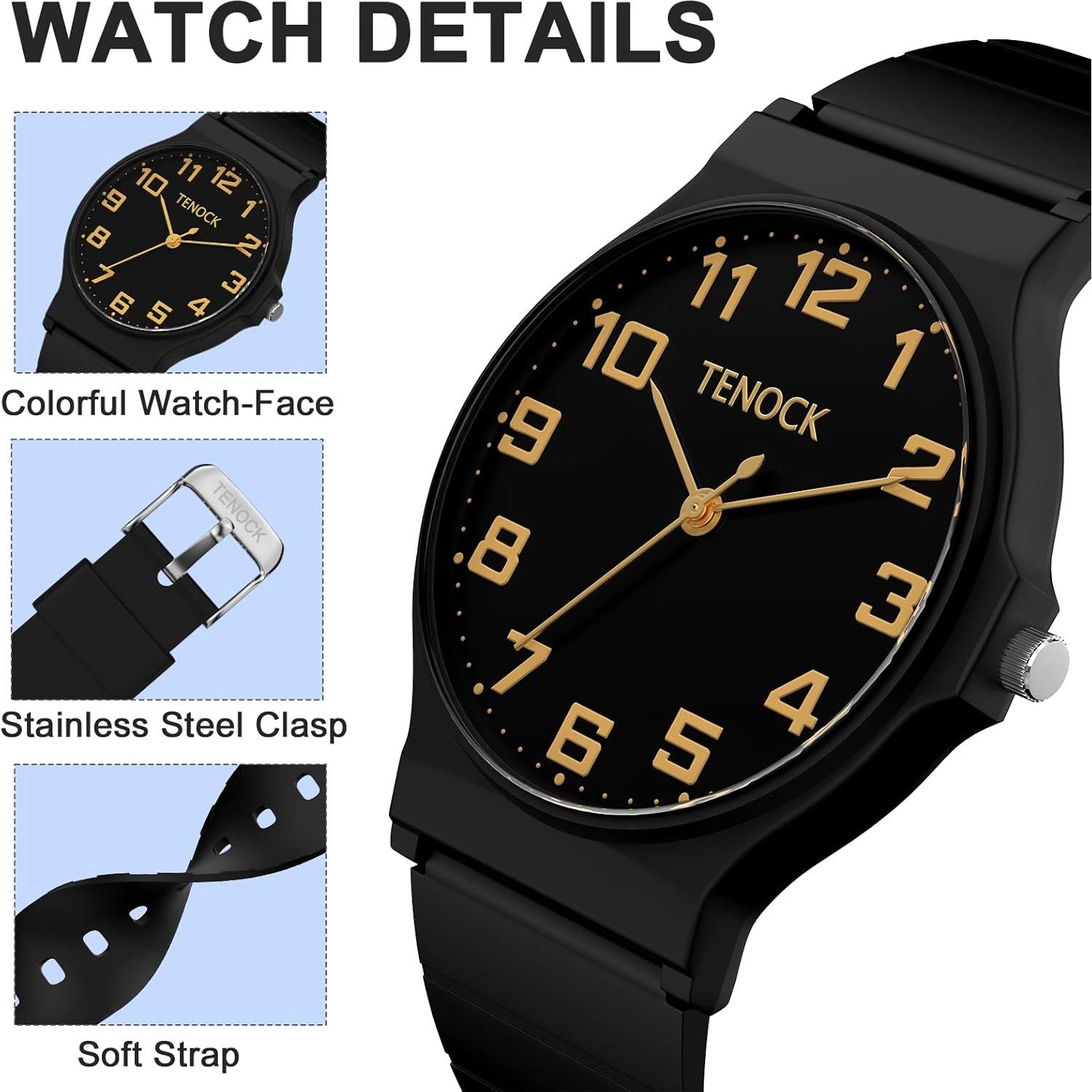 Reloj Analógico Infantil Tenock 30M Impermeable Negro Claro