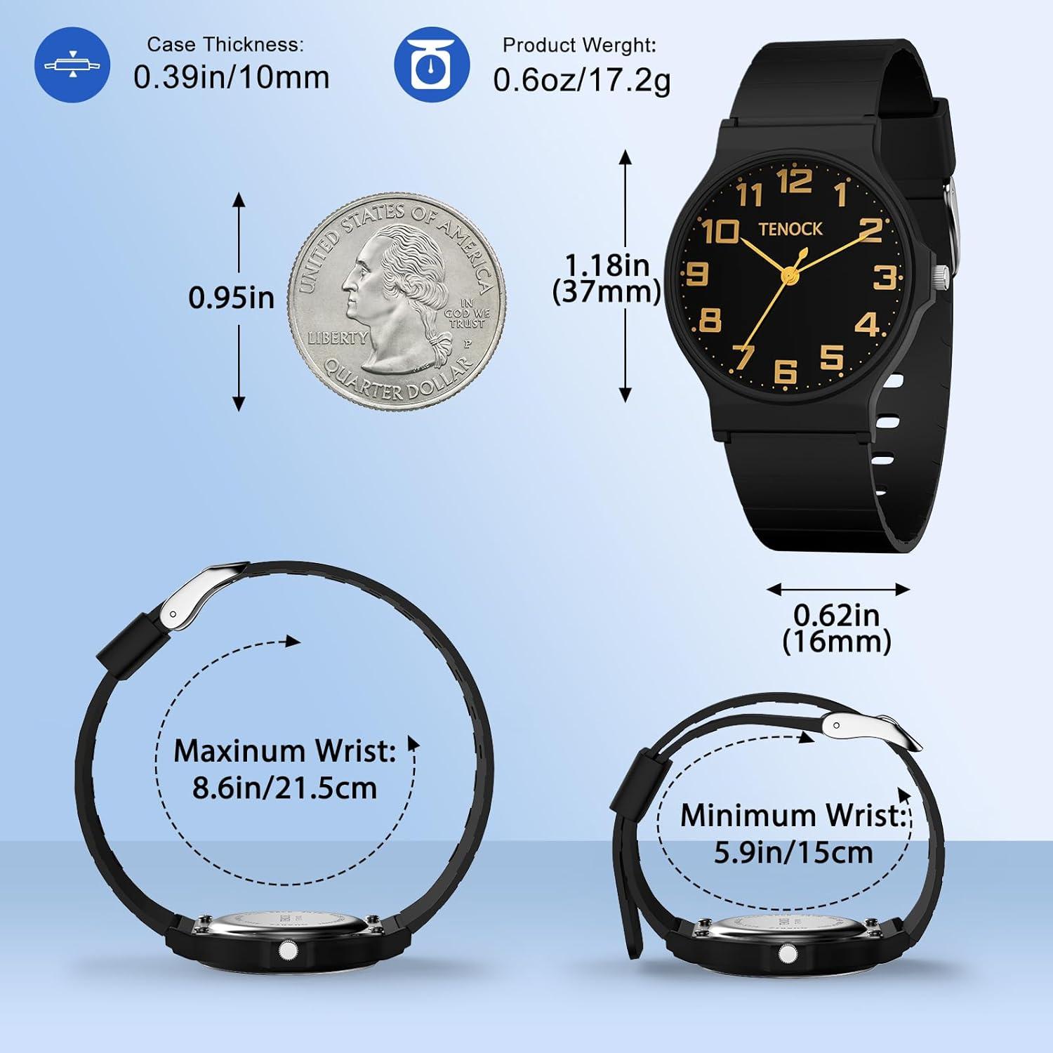 Reloj Analógico Infantil Tenock 30M Impermeable Negro Claro