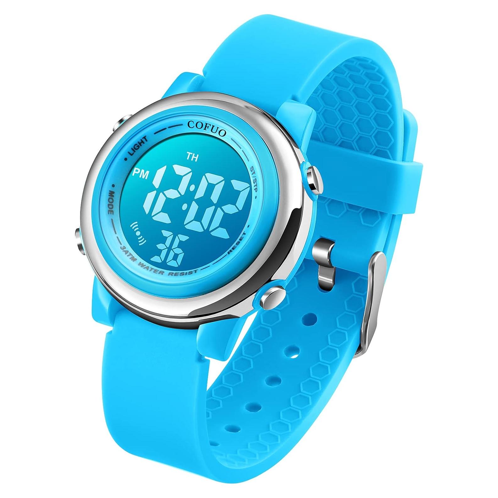 Reloj Deportivo Digital Cofuo Azul para Niños Impermeable
