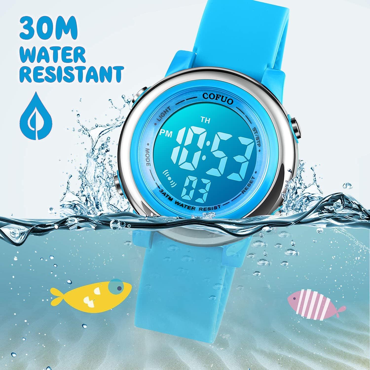 Reloj Deportivo Digital Cofuo Azul para Niños Impermeable