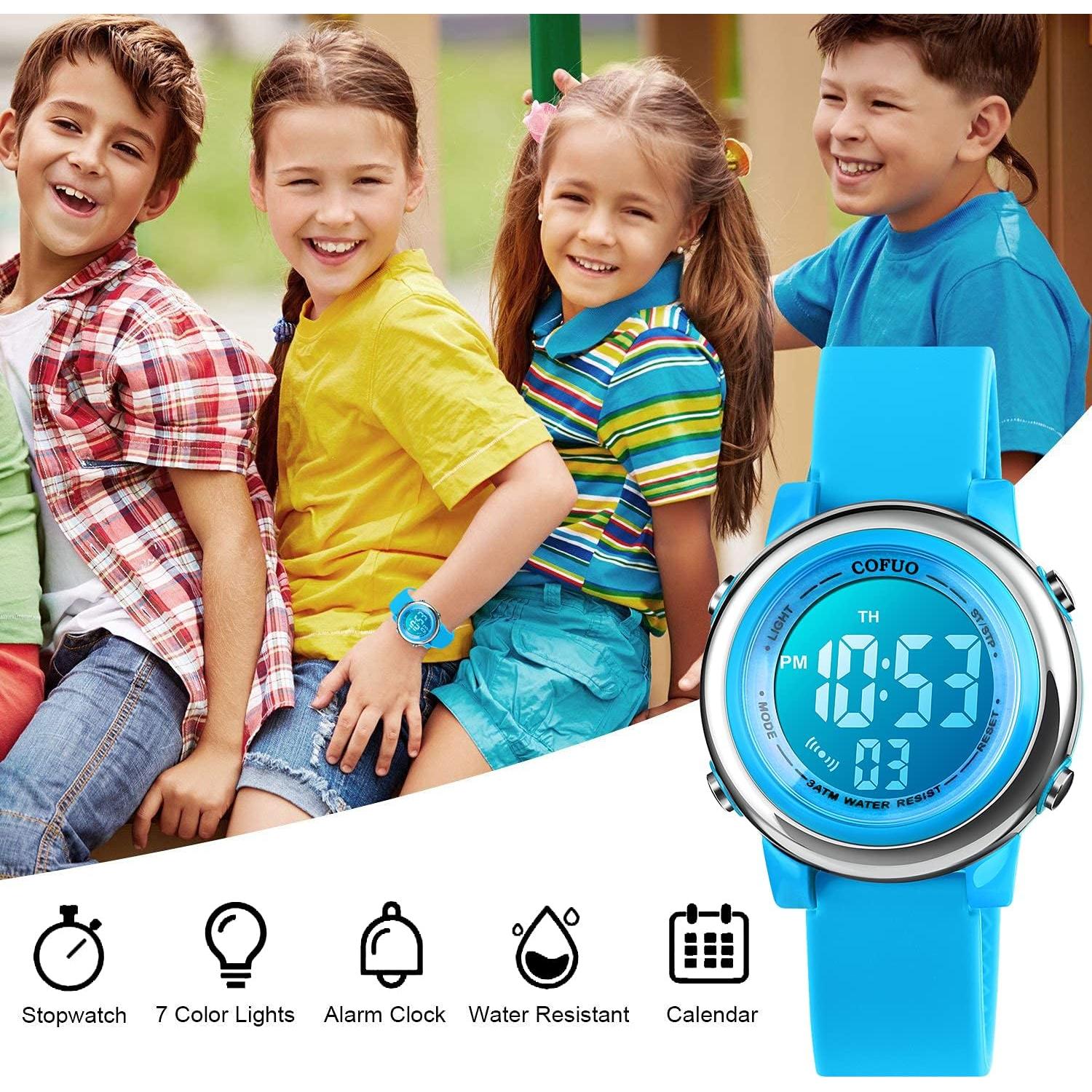 Reloj Deportivo Digital Cofuo Azul para Niños Impermeable