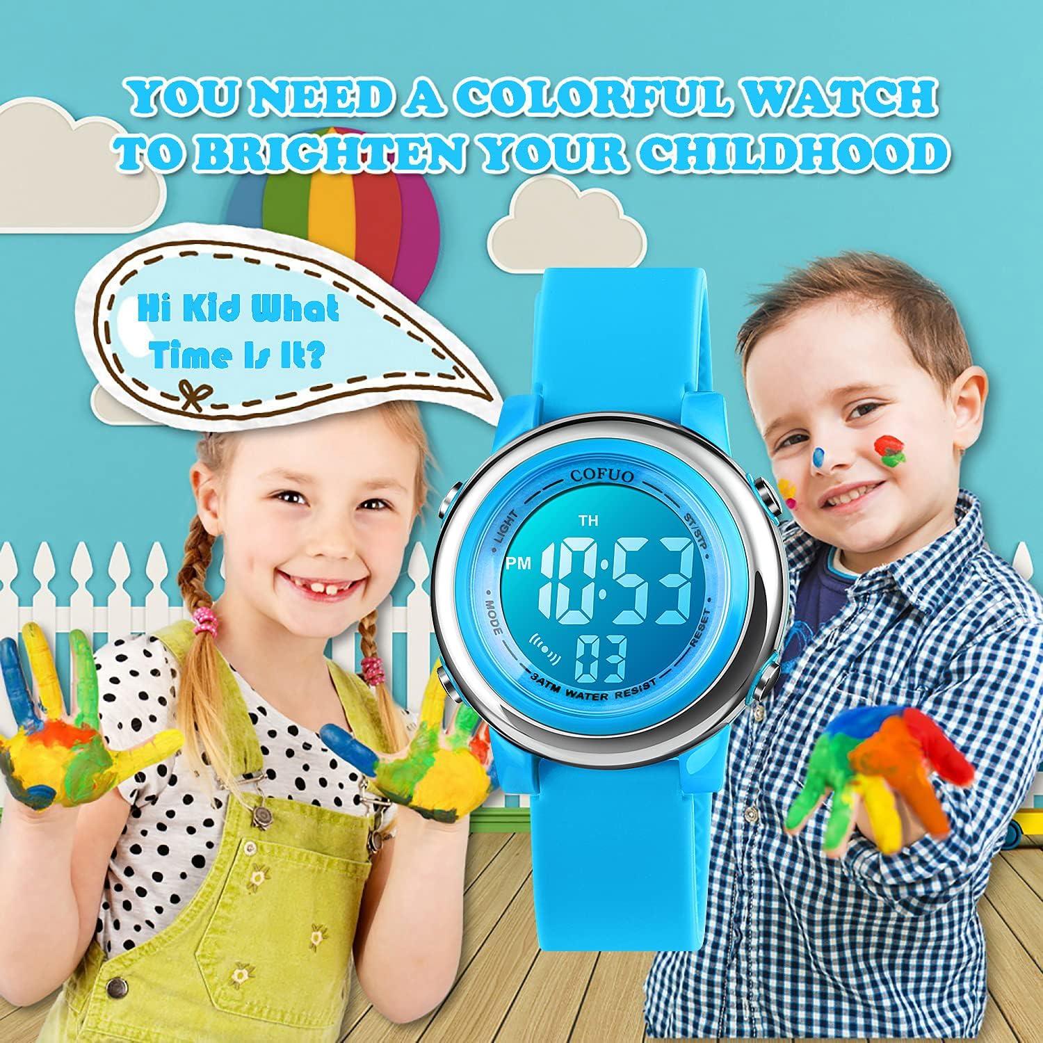 Reloj Deportivo Digital Cofuo Azul para Niños Impermeable