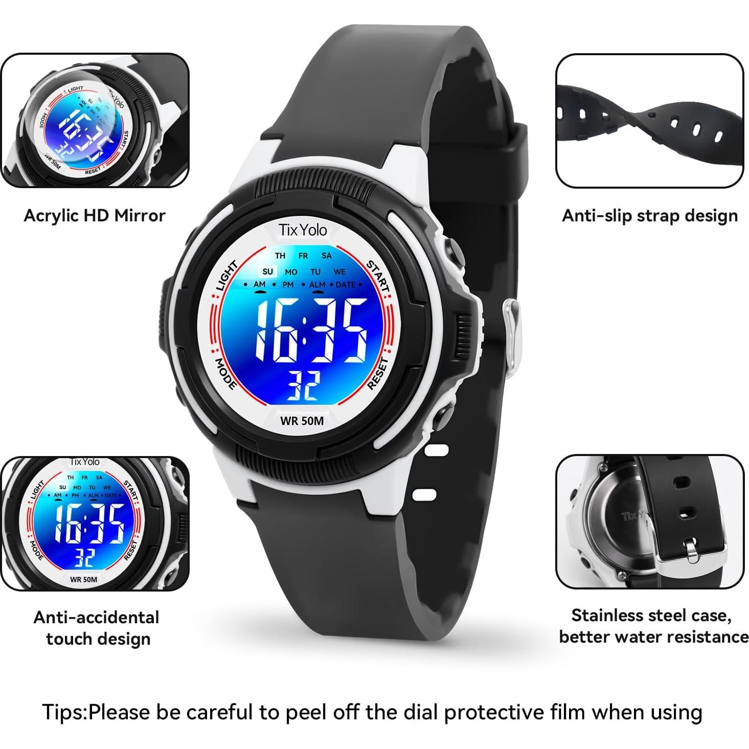 Reloj Digital Impermeable para Niños TixYolo 50M 7 Colores
