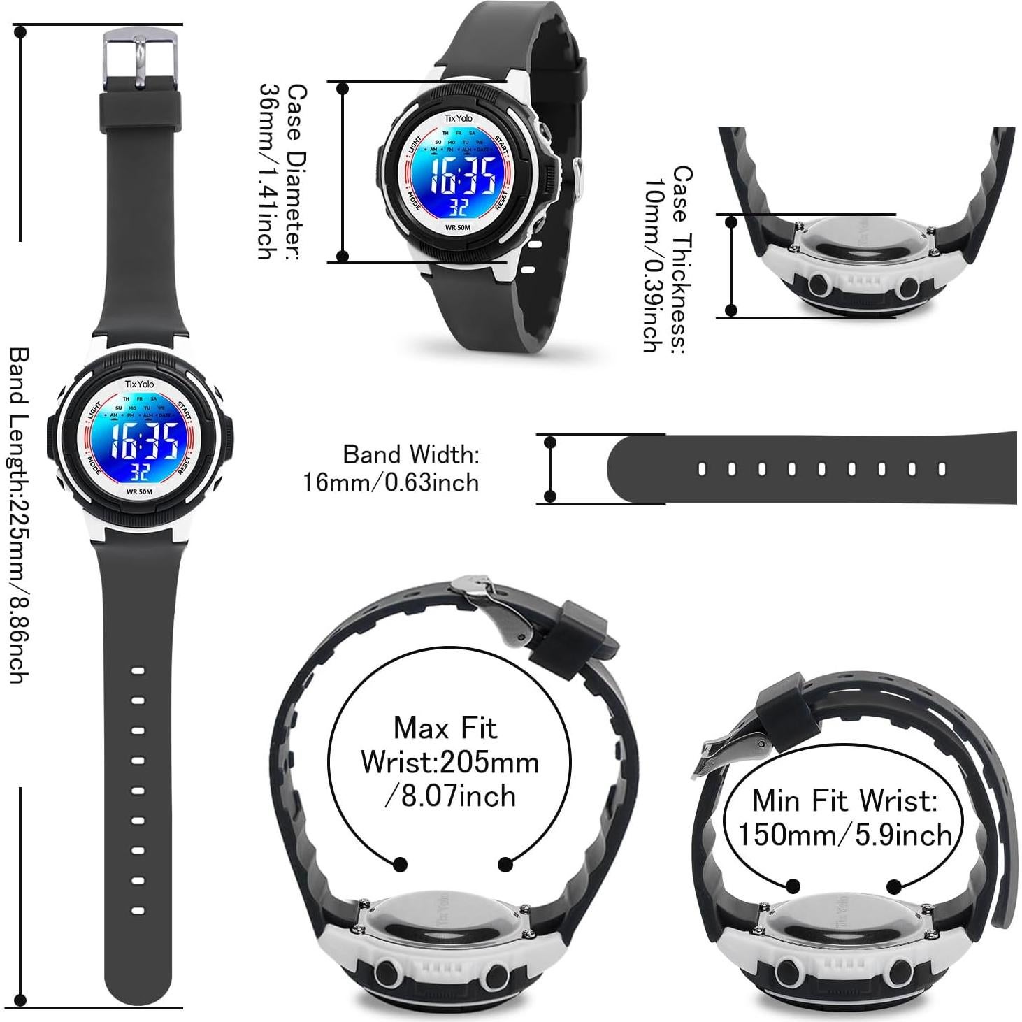 Reloj Digital Impermeable para Niños TixYolo 50M 7 Colores