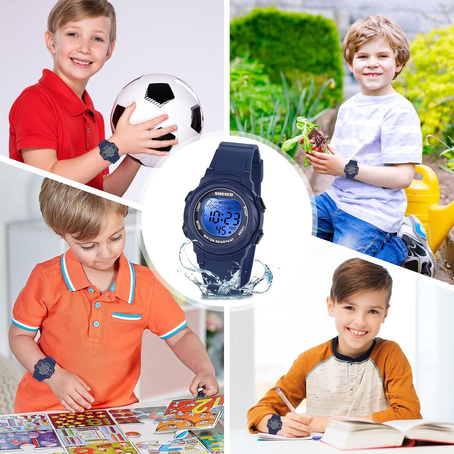 Reloj Digital Impermeable SOCICO para Niños 5ATM 7 Colores
