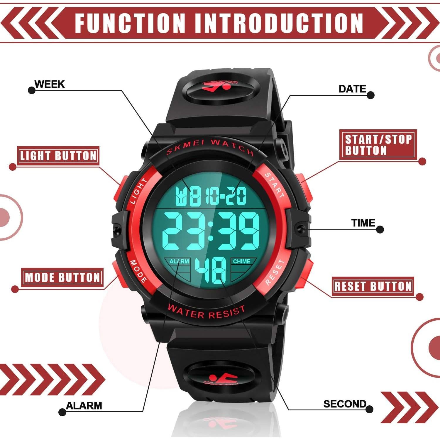 Reloj Digital Impermeable Dodosky para Niños 50m LED