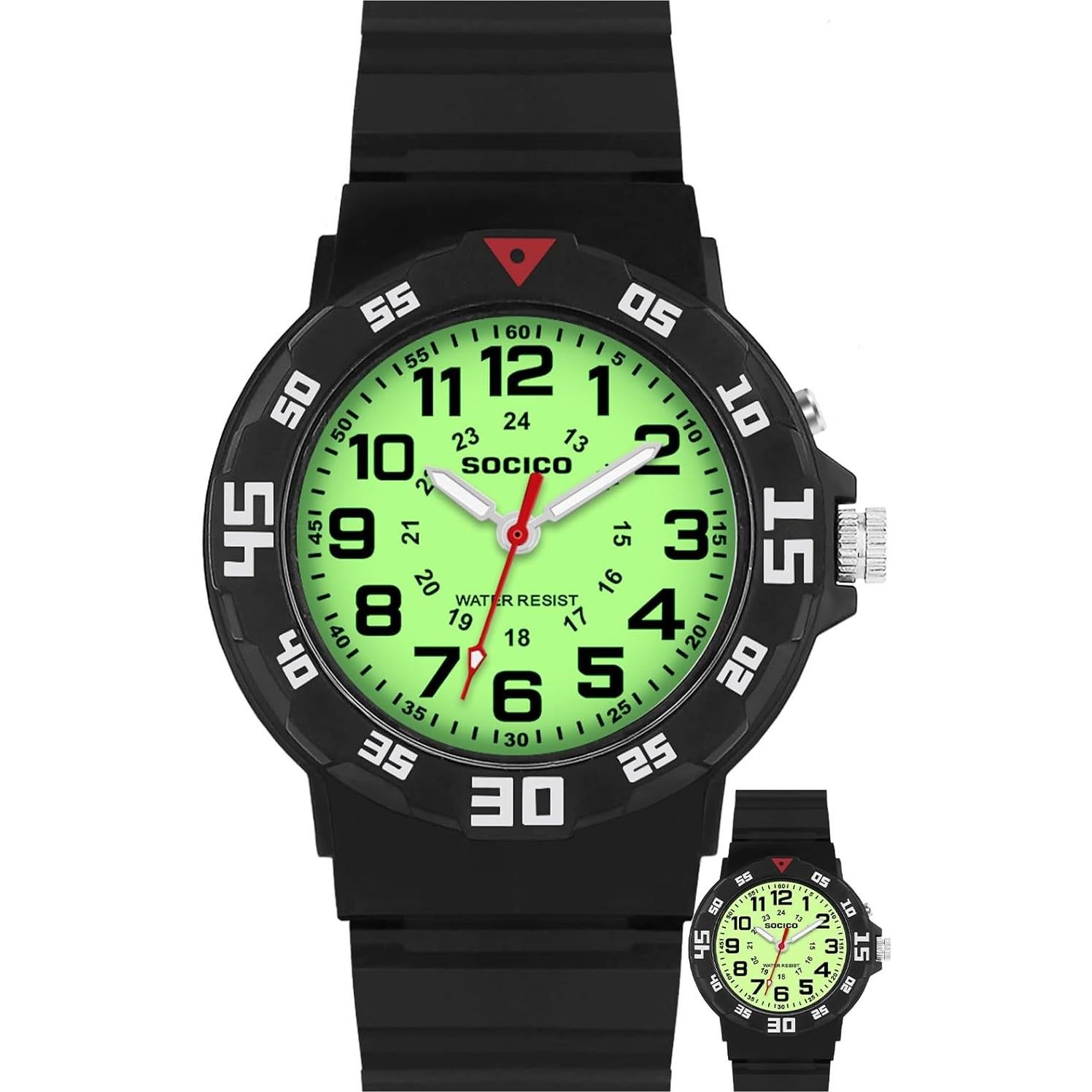 Reloj Analógico SOCICO para Niños Impermeable con Luz