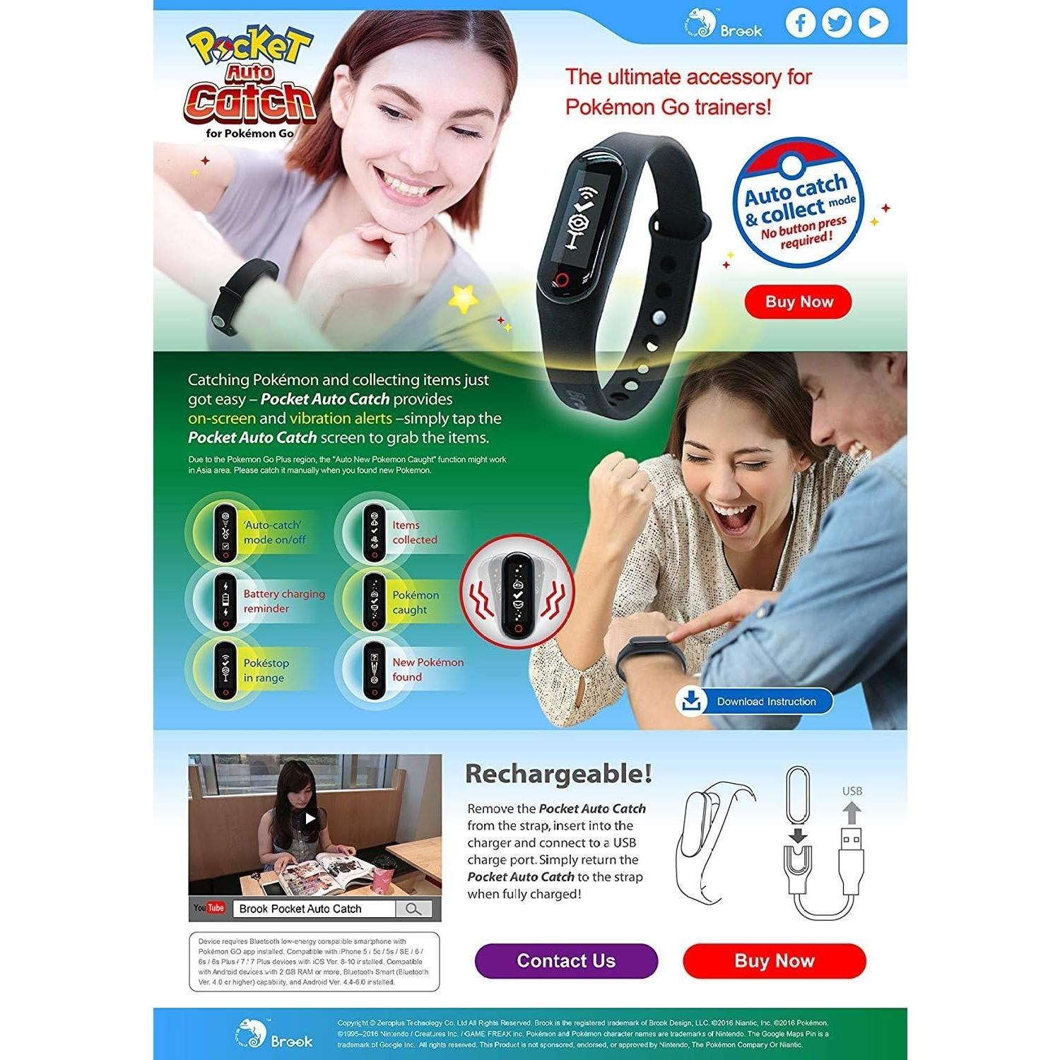 Pocket Auto Catch Brook - Accesorio para Pokémon Go, Negro