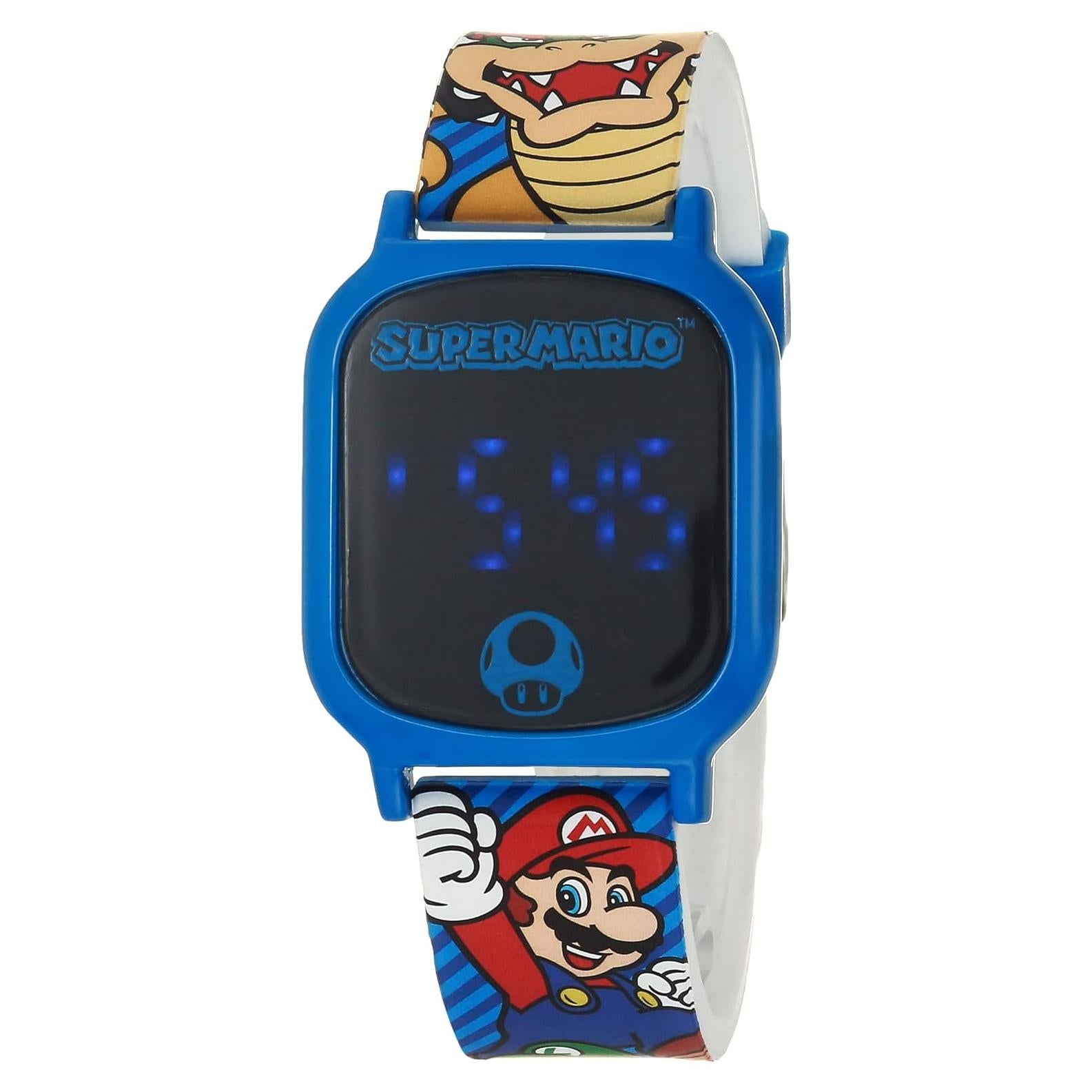 Reloj Digital LCD Accutime Kids Super Mario Luigi Bowser Azul