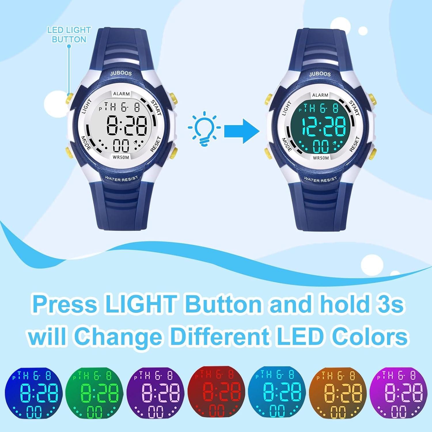 Reloj Digital Juboos para Niños 5-18 Años Impermeable LED