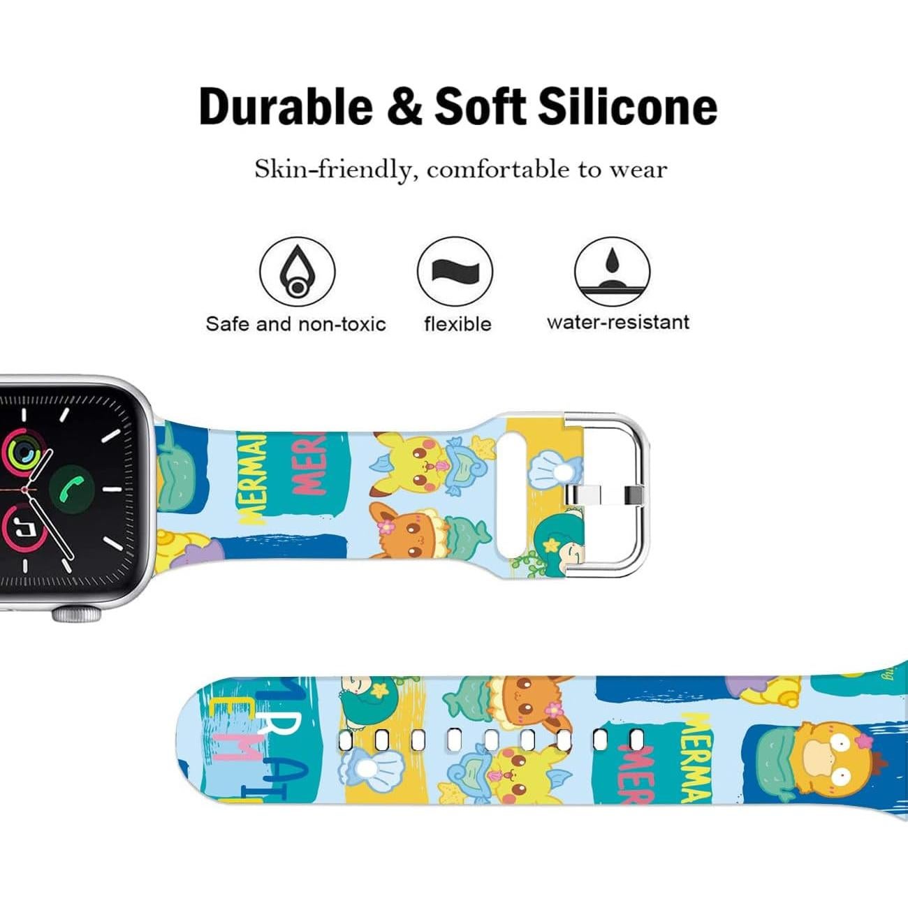 Correa de Silicona Pikacu Sirena Pez para Apple Watch 49mm-42mm