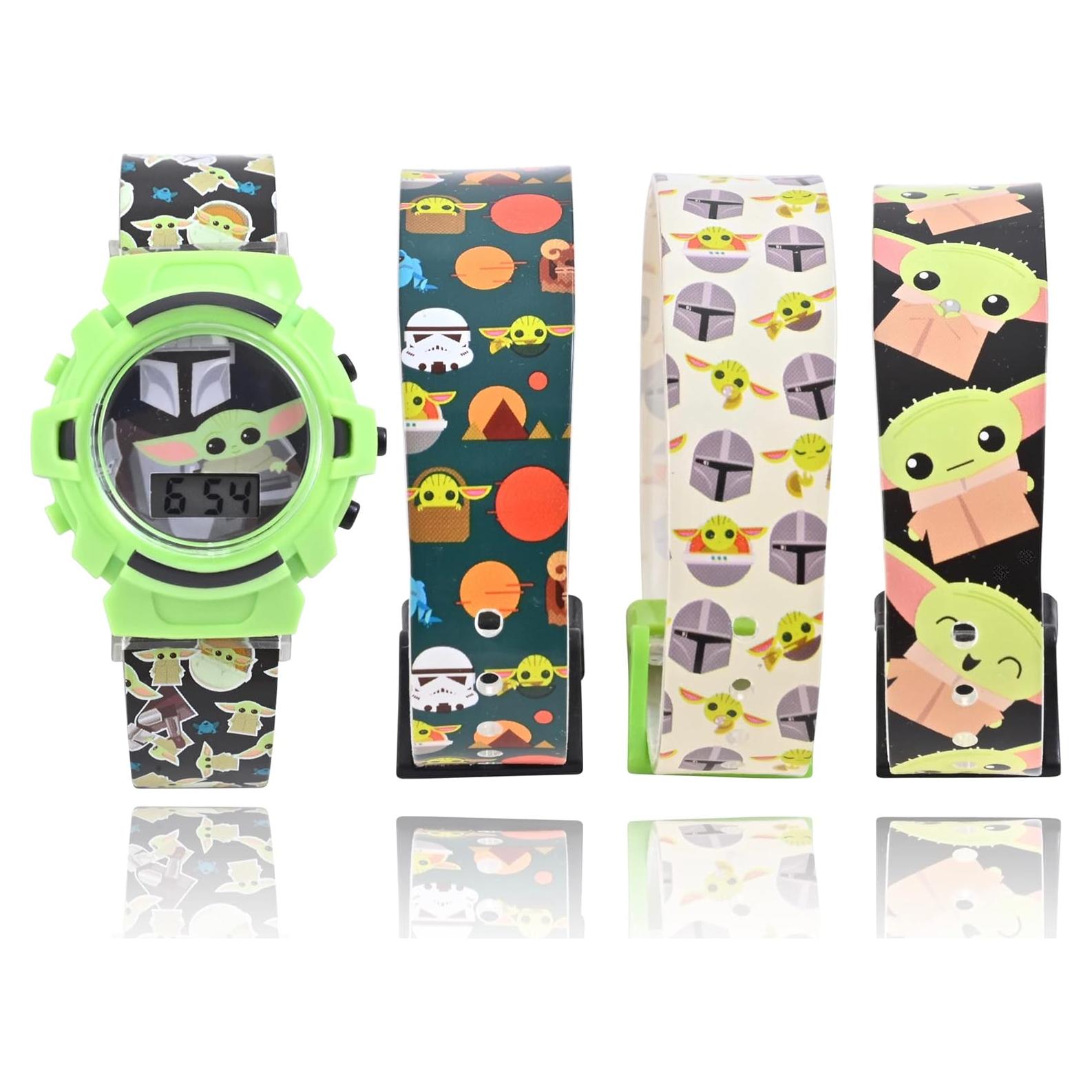 Reloj Digital para Niños Accutime Star Wars Baby Yoda 4 en 1