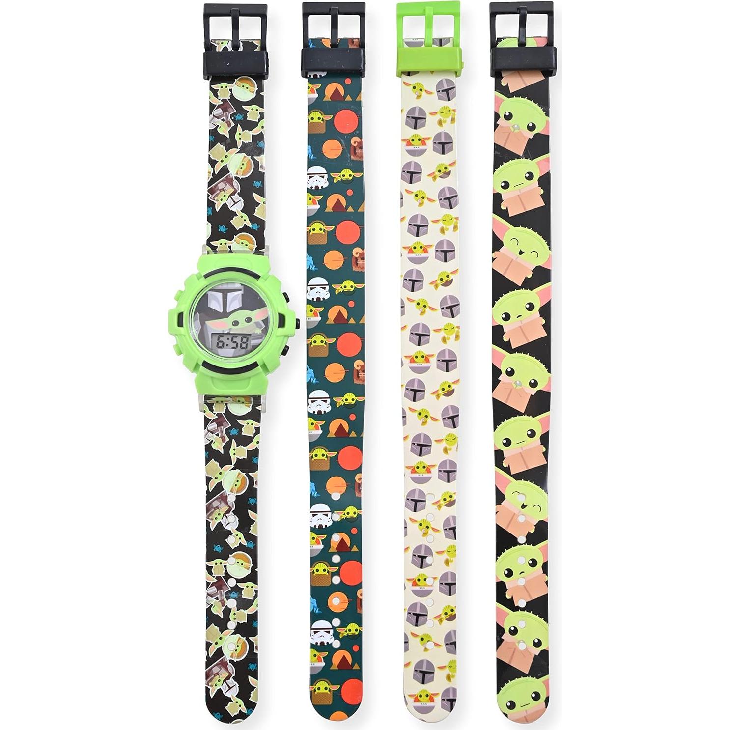 Reloj Digital para Niños Accutime Star Wars Baby Yoda 4 en 1