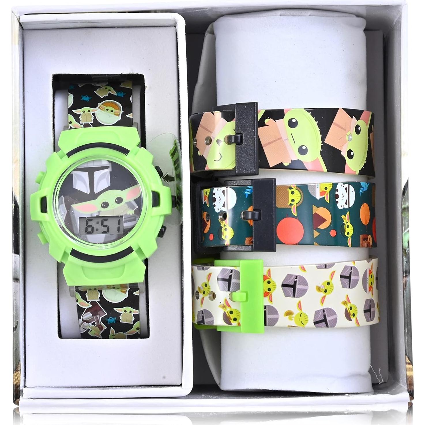Reloj Digital para Niños Accutime Star Wars Baby Yoda 4 en 1
