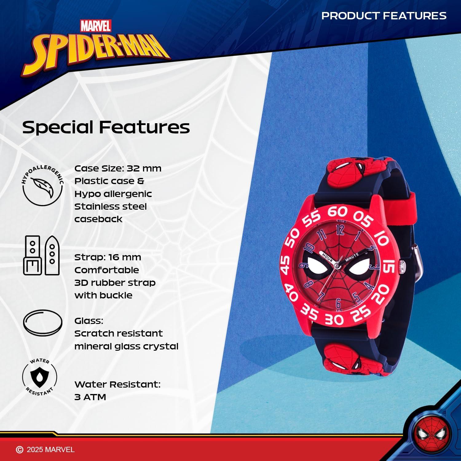 Reloj Marvel Spider-Man para Niños 32mm - Correa Nailon Azul