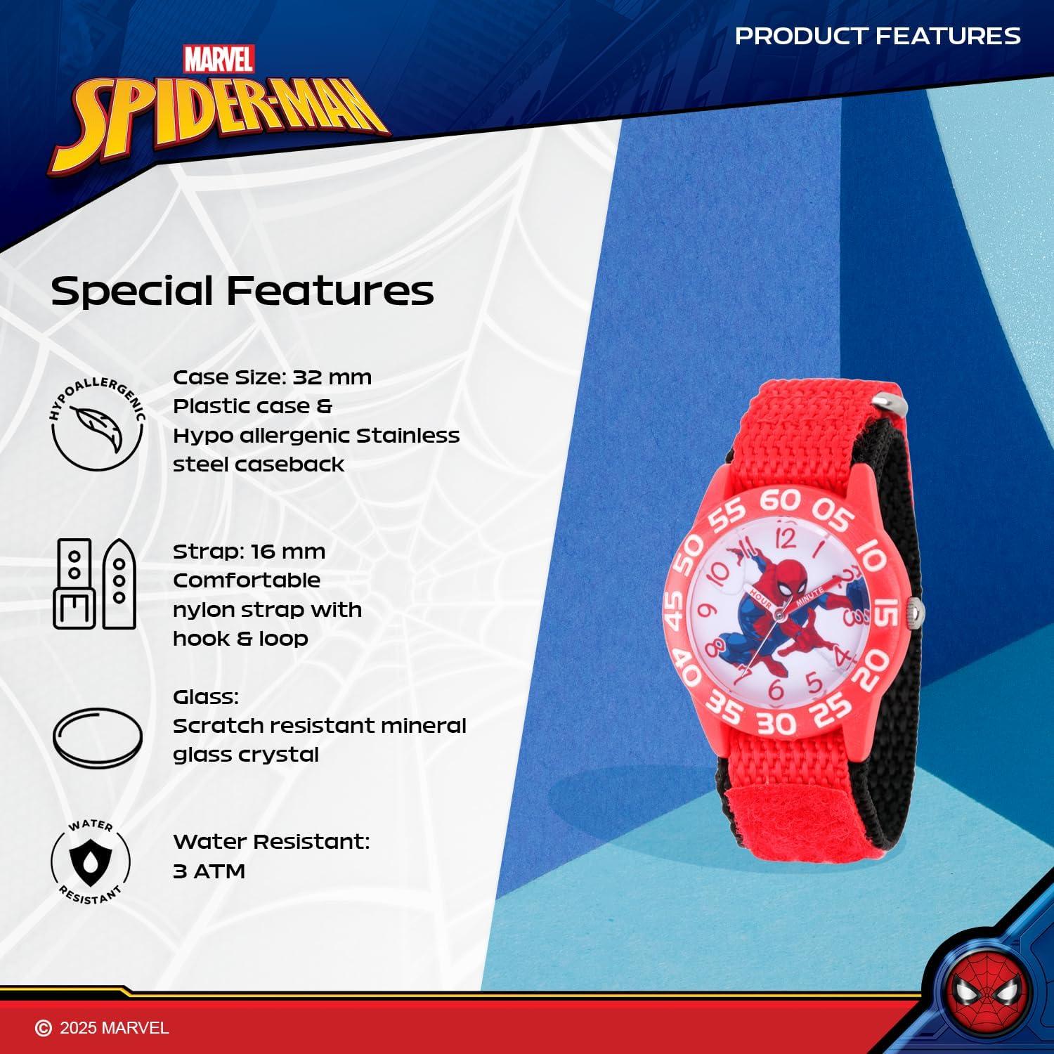 Reloj Infantil Marvel Spiderman 32mm Nylon Rojo