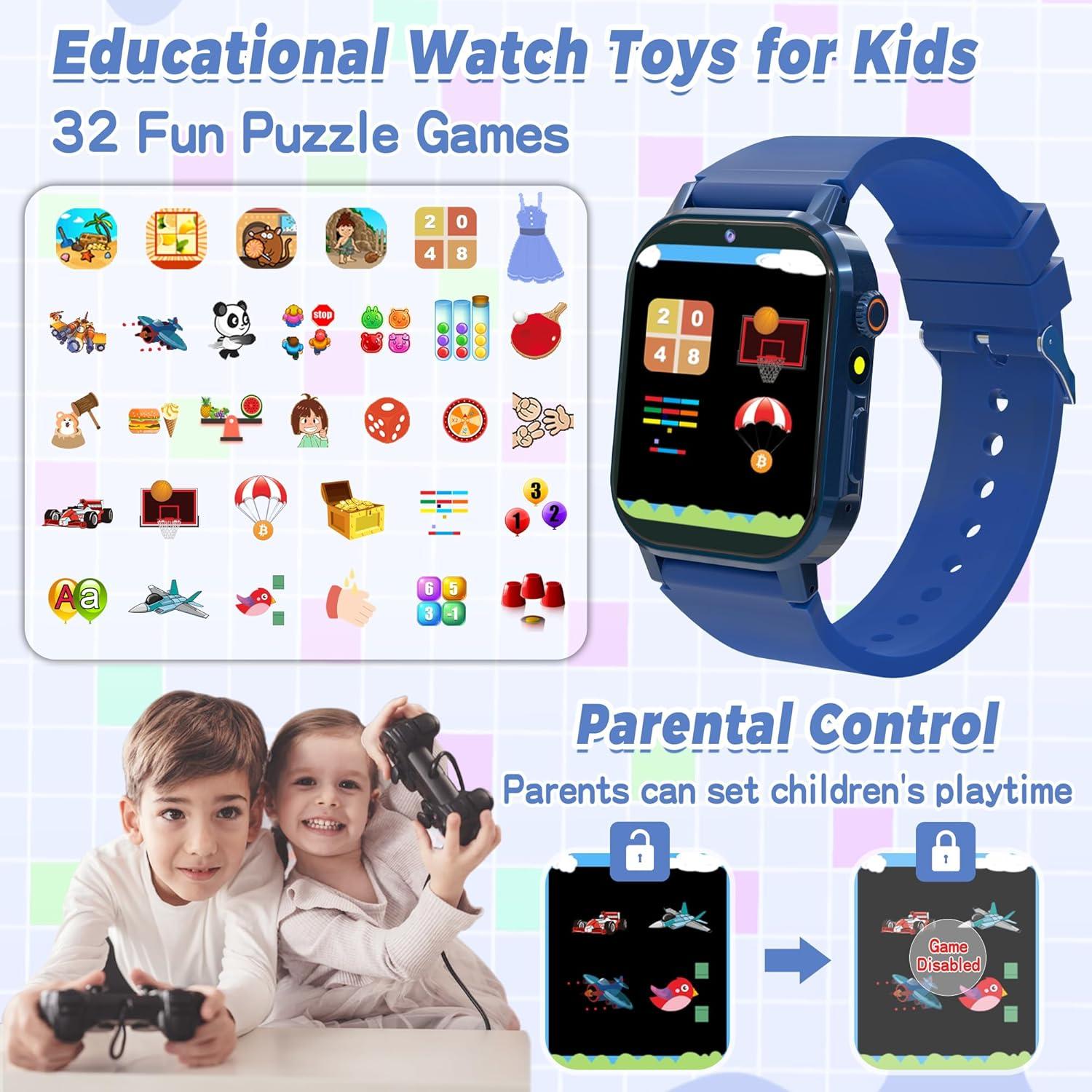 Reloj Inteligente Phyulls para Niños Azul con 32 Juegos y Cámara