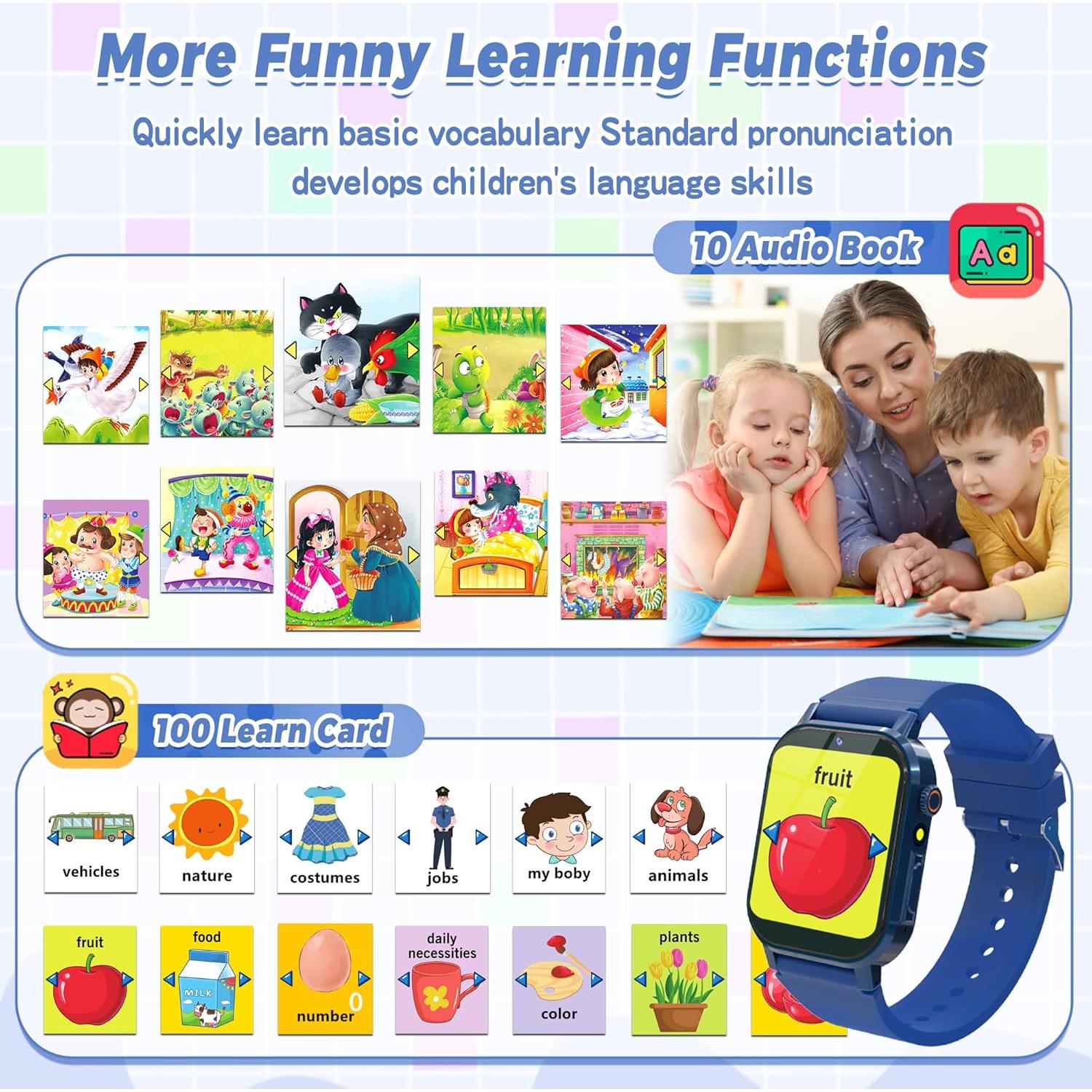 Reloj Inteligente Phyulls para Niños Azul con 32 Juegos y Cámara