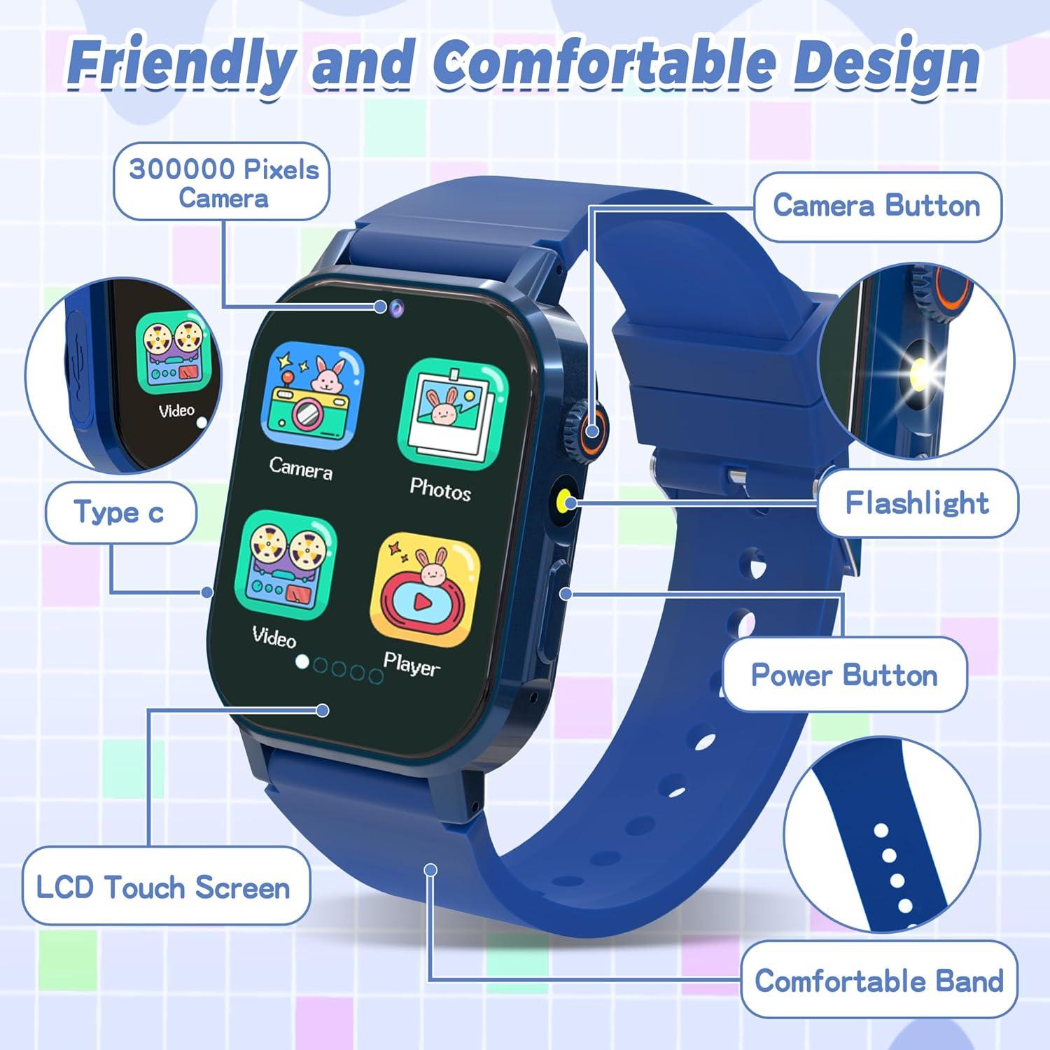 Reloj Inteligente Phyulls para Niños Azul con 32 Juegos y Cámara