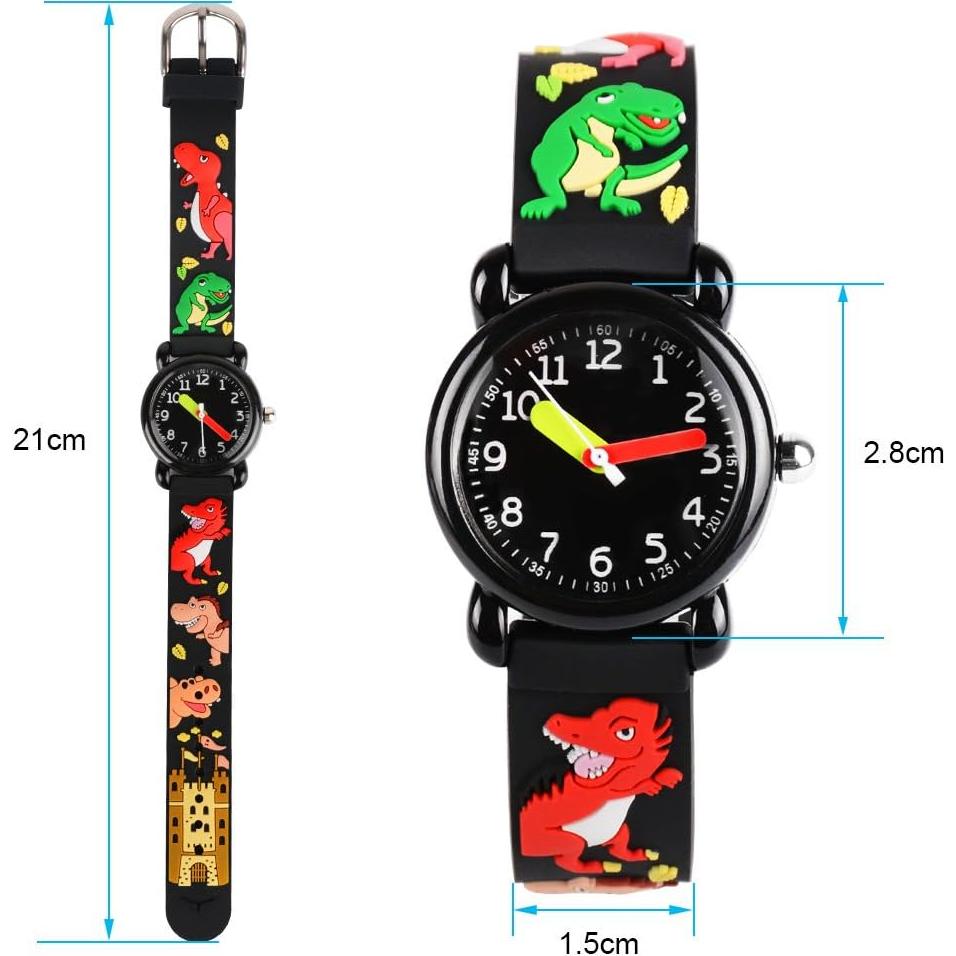 Reloj Venhoo para Niños 3D Dinosaurio Impermeable Silicona
